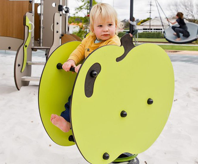 Green Apple Springer - green HPL playground spring rocker for toddlers