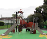 Metropolis J38303 - steel playground with slide, climbing, playhouse