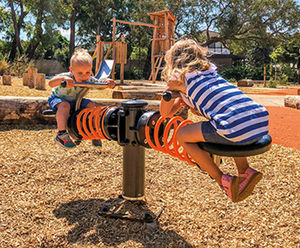 Rotatwin - steel 2-seat rotating spring playground seesaw for children