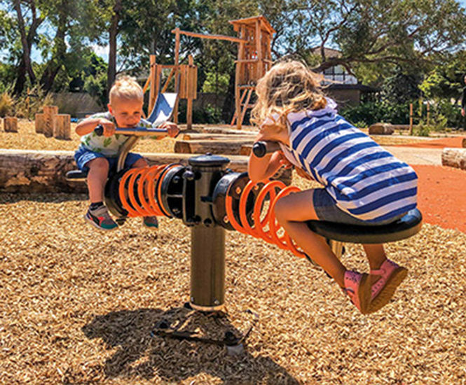 Rotatwin - steel 2-seat rotating spring playground seesaw for children