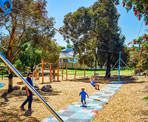 Cableway Flying Fox - metal zip line for playground level ground use