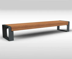 V49m Bench - hardwood outdoor bench with aluminum ends for seating
