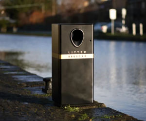 S50 Litter Bin - steel outdoor waste bin with ashtray for streets