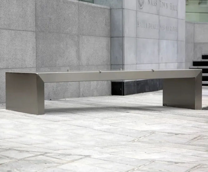 S06 Bench - stainless steel outdoor seating for public spaces
