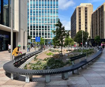 130m of bespoke outdoor seating for Cardiff Bus Interchange