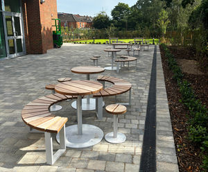 Bespoke outdoor tables and benches for university sports centre