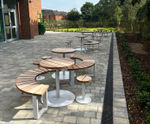 Bespoke outdoor tables and benches for university sports centre