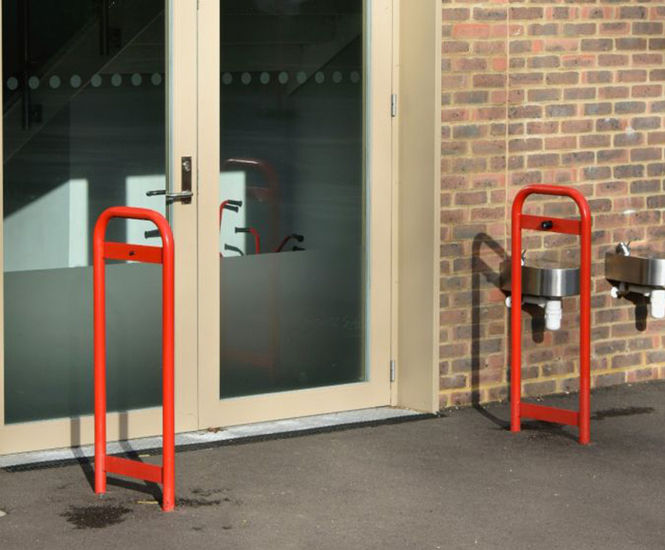 Door Barrier - steel protective guard for non-powered commercial doors
