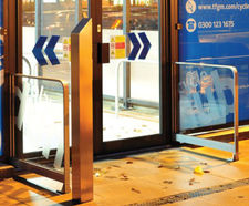 Door Barrier With Glass Infill - aluminium door barrier with glass panel