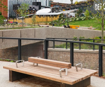Solid Linear Benches - modular timber and steel outdoor seating