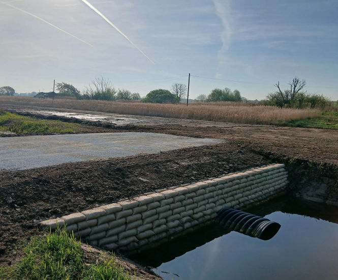 SoluForm concrete bagwork for culvert headwall - Norfolk