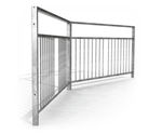 Galvanised steel pedestrian guardrail with sight gap