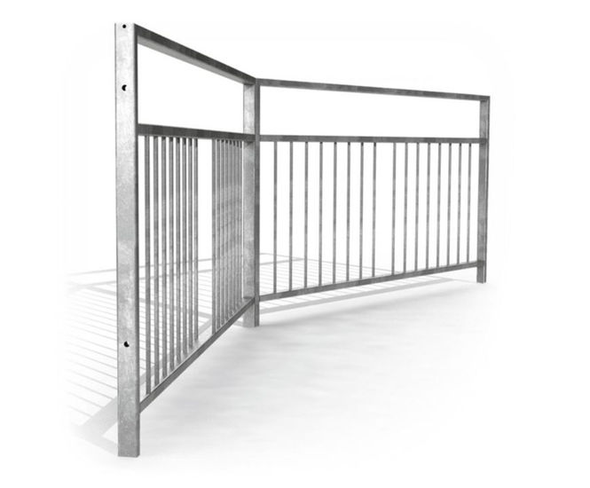 Galvanised steel pedestrian guardrail with sight gap