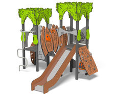 Wolf Multi Play Unit - metal climbing frame with treehouse bridge