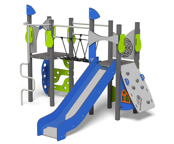 Phoenix Multi Play Unit - metal climbing frame and slide for playgrounds