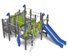 Imp Multi Play Unit - metal climbing frame with HDPE panels for playgrounds