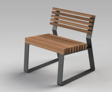 v56 - contemporary hardwood and steel single outdoor chair