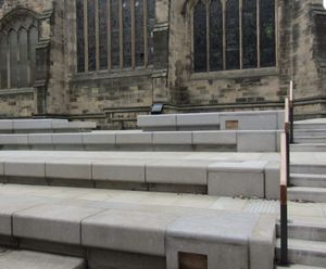 Granite seating, kerbs, steps and tactile paving - Newcastle Cathedral