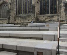 Granite seating, kerbs, steps and tactile paving - Newcastle Cathedral