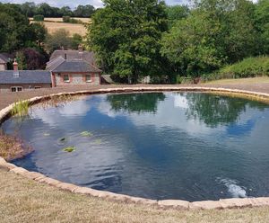 SoluForm prefilled concrete bagwork for natural pool construction