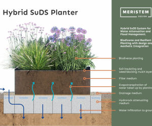 Hybrid SuDS Planter - rainwater planter for shallow urban gardens