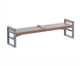 Tee - contemporary timber and metal outdoor bench with armrests - on this page