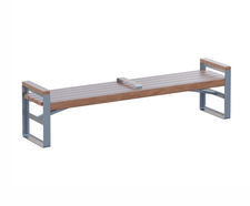 Tee - contemporary timber and metal outdoor bench with armrests