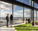 Terrace and planters for Landmark Pinnacle, located in Isle of Dogs, London - on this page