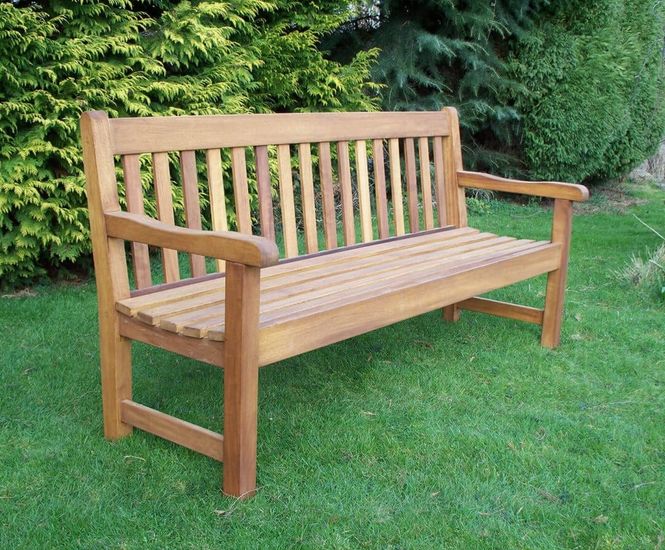 Poplar 1.82m - hardwood outdoor bench for gardens, parks or hotels