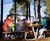 Hallon Picnic Table - outdoor pine bench with metal frame 1