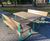 Rosenlund Park Bench - grey wood and metal outdoor seating with arms 2