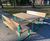 Rosenlund Wide Table - outdoor pine and steel park dining table 0