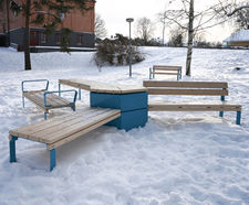 Rosenlund Hex - modular steel and timber bench group