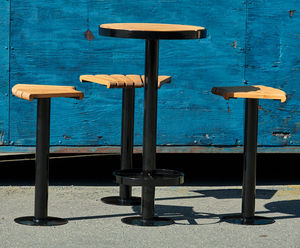 Sofiero Bar Furniture Set - wood and metal outdoor bar table and stools