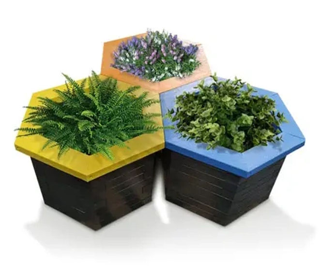 Hive Planter - recycled plastic outdoor modular planter for public spaces