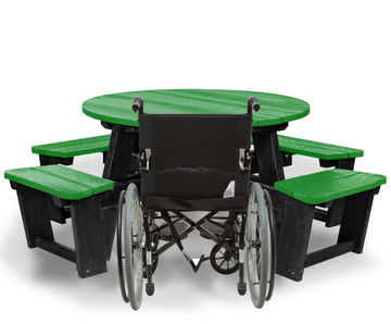 Calder - round recycled plastic wheelchair-accessible picnic table