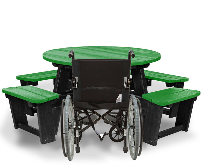 Calder - round recycled plastic wheelchair-accessible picnic table