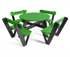 Calder - recycled plastic picnic table and benches with backrests