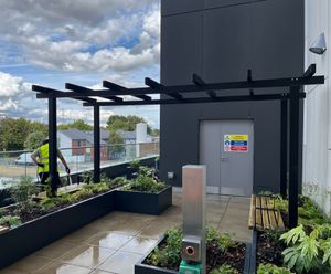 Courtyard aluminium planters and seating