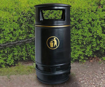 Copperfield Litter Bin - black outdoor polyethylene waste bin with liner