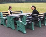Stonehenge Dining Set - recycled plastic outdoor table and bench set - on this page