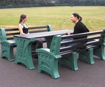 Stonehenge Dining Set - recycled plastic outdoor table and bench set