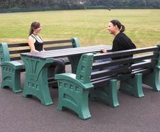 Stonehenge Dining Set - recycled plastic outdoor table and bench set