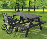 Standard recycled plastic wheelchair-accessible picnic table with seating - on this page