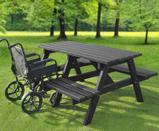Standard recycled plastic wheelchair-accessible picnic table with seating