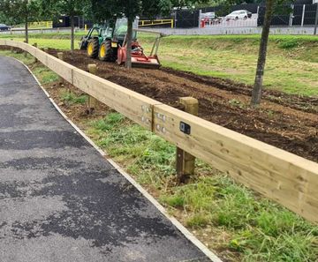 Corten and timber crash barriers for Jaguar Landrover