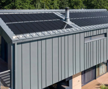 RHEINZINK-PV - roof-integrated zinc solar panels for metal roofs