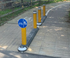 Milestone Island - recycled rubber traffic island for easy surface mounting