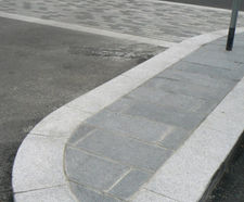 Silver grey granite radius kerbs