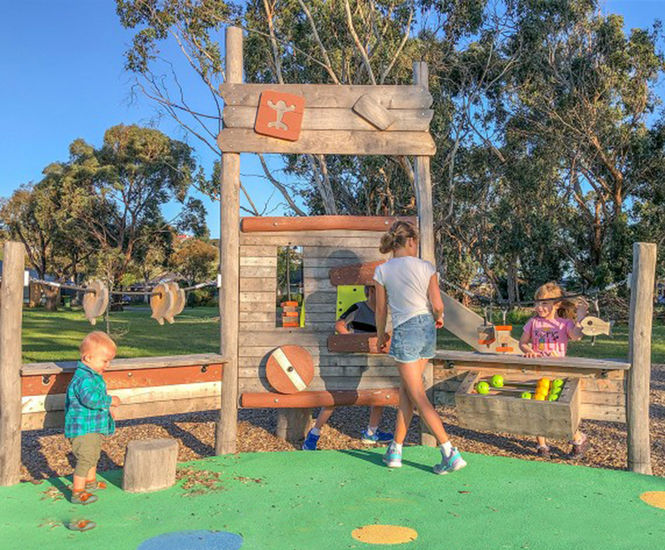 Multiplay Shop - wooden toddler playground structure for manipulative play